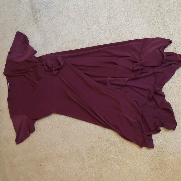 Motherhood Maternity Nursing Plum Full Wrap Dress with Ruffle Bottom Sz Large - Picture 1 of 8